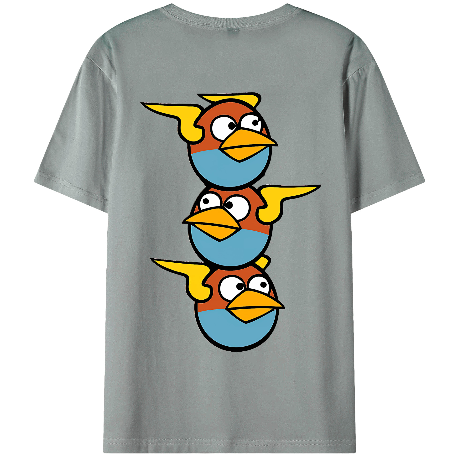 （画像用） Angry Birds アングリーバード 綿100％ メンズ半袖Tシャツ（バックプリント） 通気性
